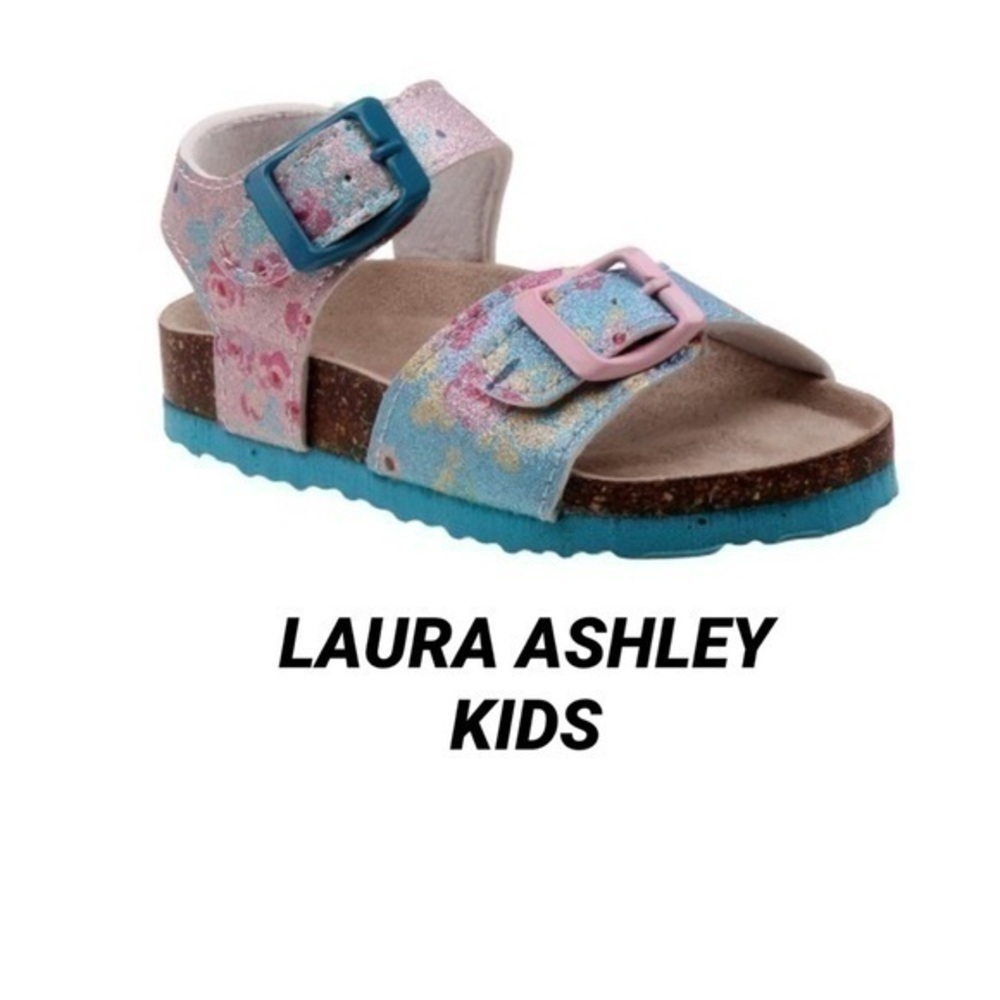 LAURA ASHLEY Blue & Pink Floral Sandals